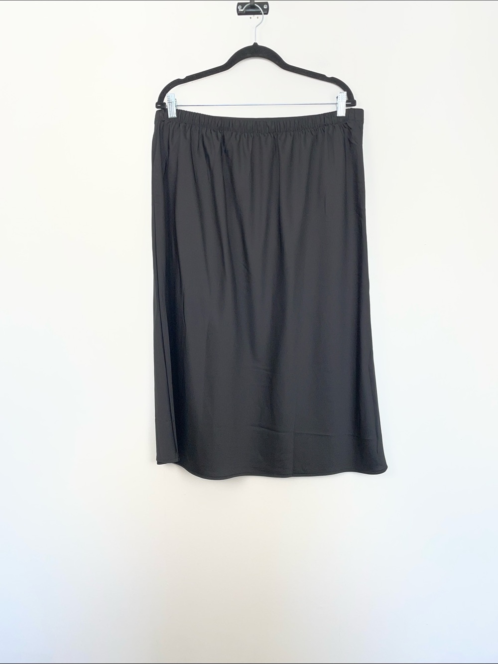 J Crew Factory Satin Classic Minimalist Pullon Black A-Line Skirt Women XL - Picture 5 of 8